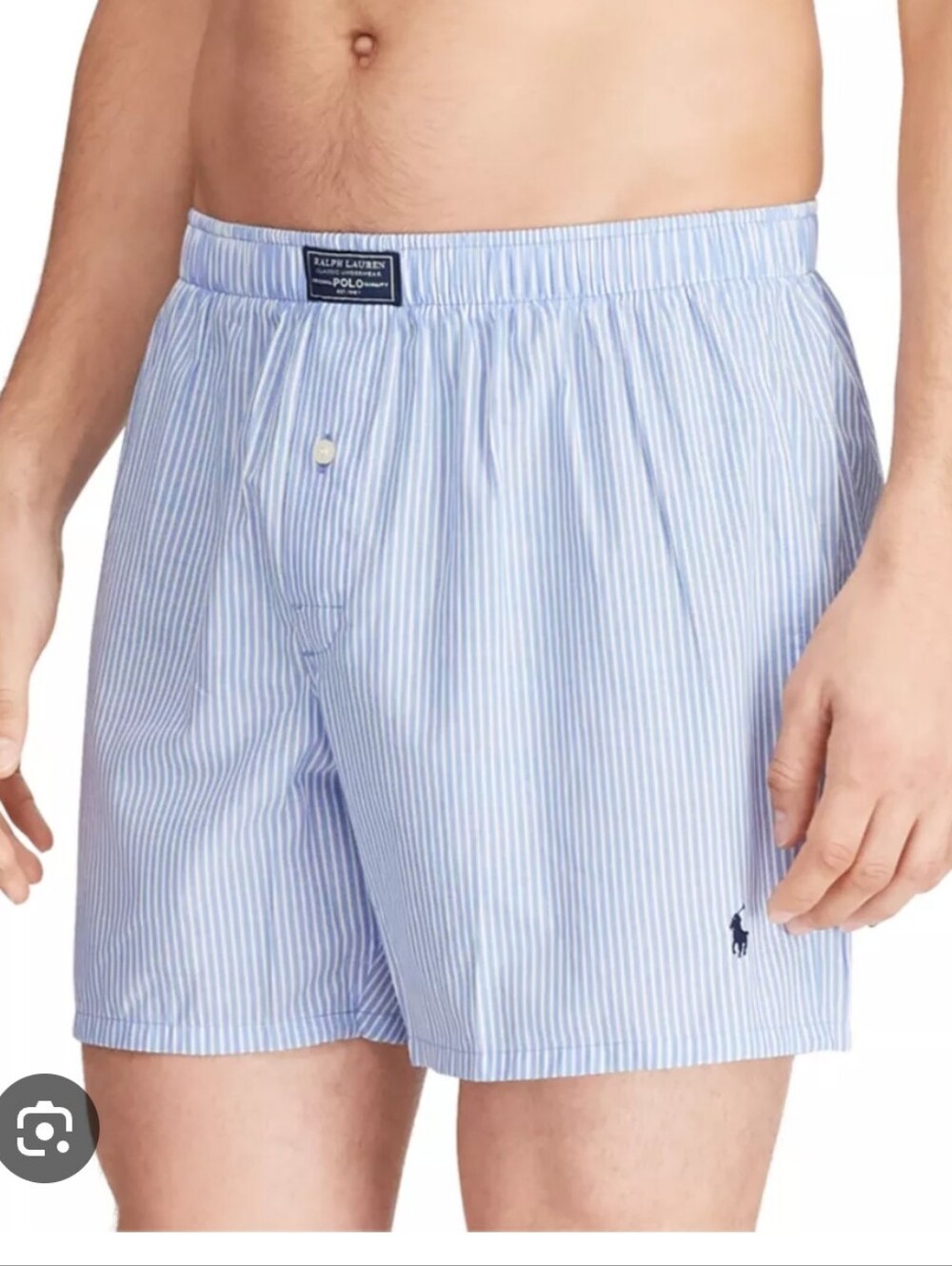 Ralph Lauren Blue and White Striped Cotton Boxers Size L NWOT